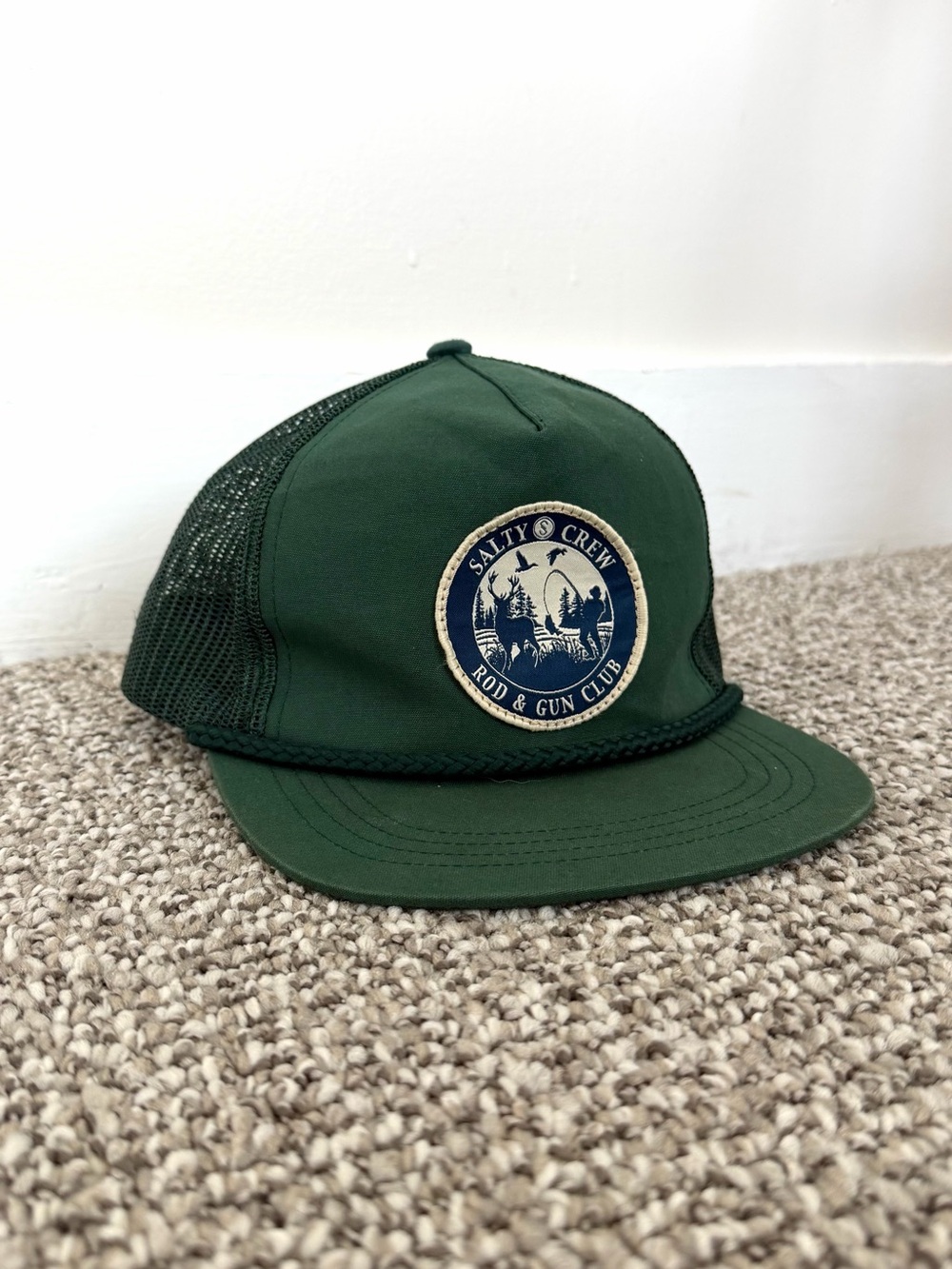 Salty Crew Green Trucker Hat with Embroidered Patch Men’s